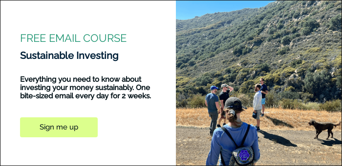 FREE EMAIL COURSE Sustainable Investing &nbsp; Everything you need to know about investing your money sustainably. One bite-sized email every day for 2 weeks. &nbsp; &nbsp;