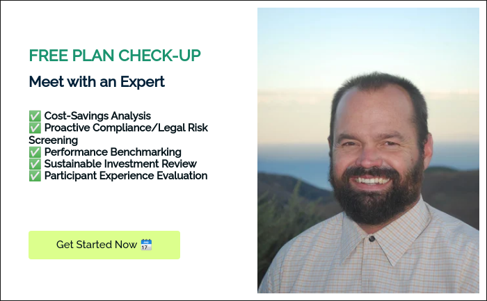 FREE PLAN CHECK-UP Meet with an Expert &nbsp; ✅ Cost-Savings Analysis ✅ Proactive Compliance/Legal Risk Screening ✅ Performance Benchmarking ✅ Sustainable Investment Review ✅ Participant Experience Evaluation &nbsp; &nbsp;