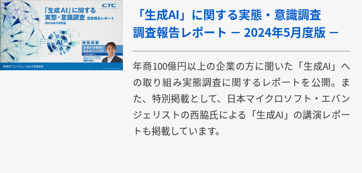 「生成AI」に関する実態・意識調査　調査報告レポート － 2024年5月度版 －