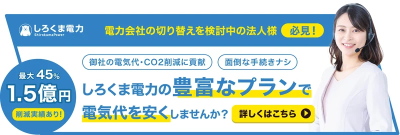 しろくま電力は低圧法人向けに電力プランを提供している。このプランの特徴は、電気代が大手より安いこと、そしてどれだけ電気を使っても電気代の単価が変わらない点だ。電灯・動力をまとめて契約できるため、電気代を効率よく削減できる。