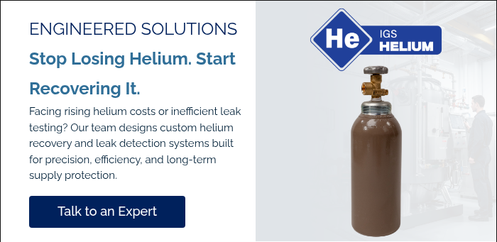 ENGINEERED SOLUTIONS Stop Losing Helium. Start Recovering It. Facing rising helium costs or inefficient leak testing? Our team designs custom helium recovery and leak detection systems built for precision, efficiency, and long-term supply protection. &nbsp;