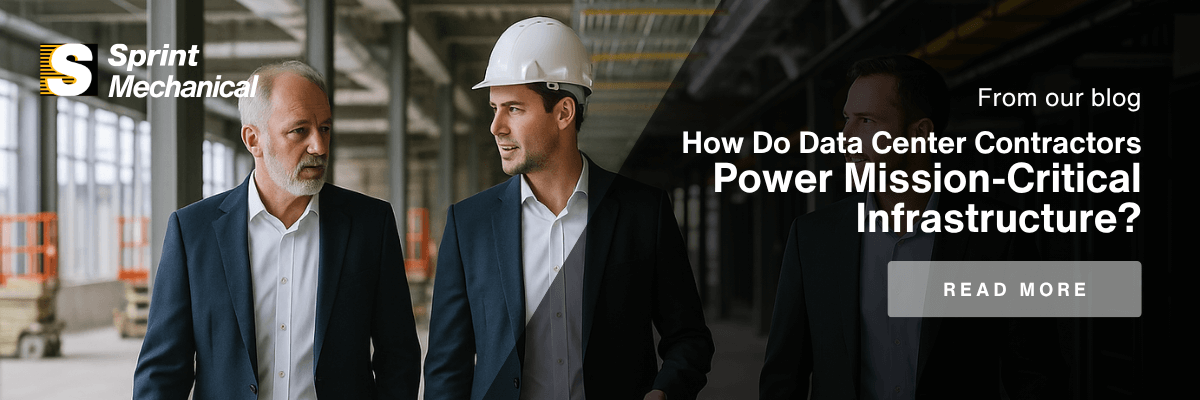 Sprint Mechanical from our blog: How Do Data Center Contractors Power Mission-Critical Infrastructure; Read More