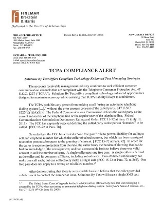 Read this TCPA Compliance Alert - Text Messaging & Debt Recovery