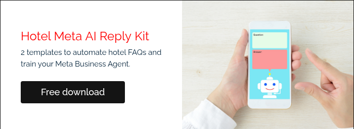 Hotel Meta&nbsp;AI Reply&nbsp;Kit 2 templates to automate hotel FAQs and train your Meta Business Agent. &nbsp;