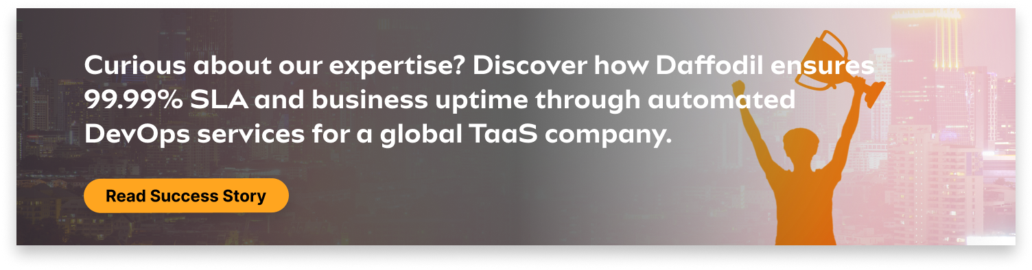 Discover how Daffodil ensures 99.99% SLA and business uptime through automated DevOps services for a global TaaS company.