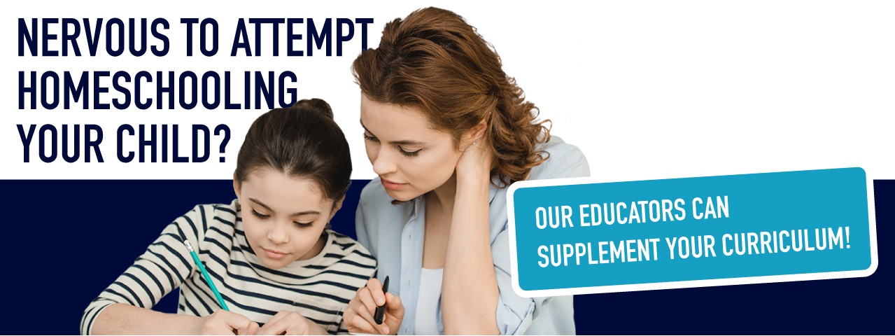 Mother homeschooling her junior high student.