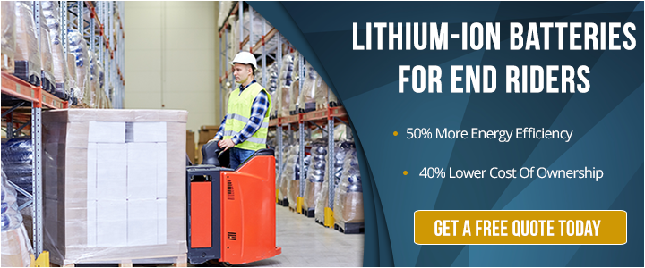 Lithium-ion battery for end rider forklift