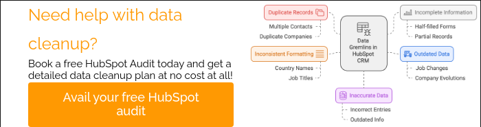 Need help with data cleanup? Book a free HubSpot Audit today and get a detailed data cleanup plan at no cost at all!