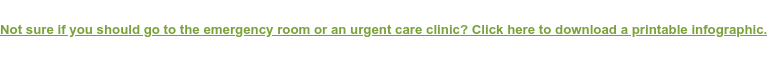 Not sure if you should go to the emergency room or an urgent care clinic? Click here to download a printable infographic.