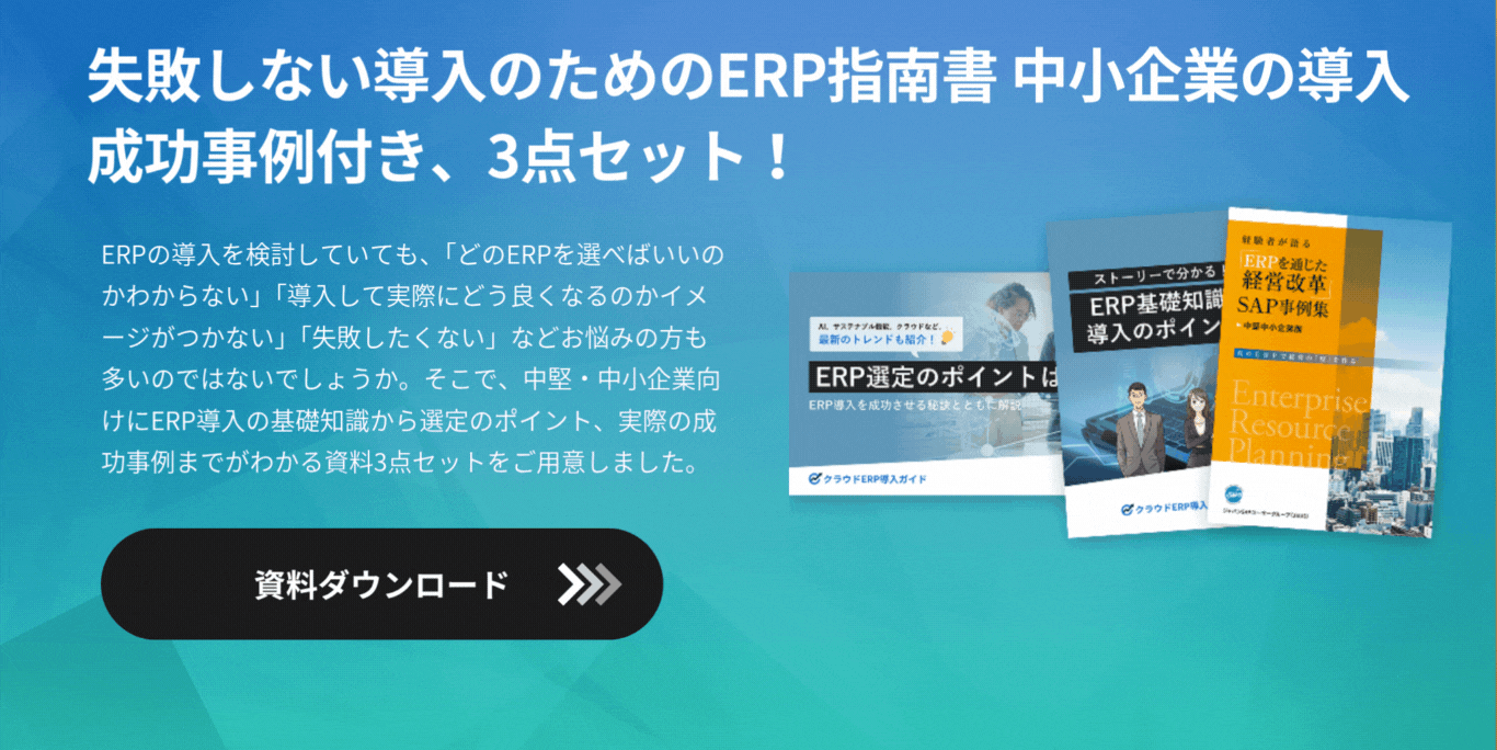 失敗しない導入のためのERP指南書 中小企業の導入成功事例付き、3点セット!