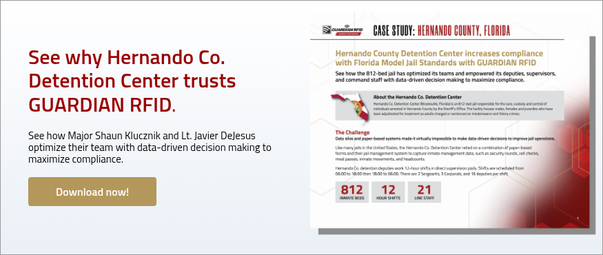 See why Hernando Co. Detention Center trusts GUARDIAN RFID.&nbsp; &nbsp; See how Major Shaun Klucznik and Lt. Javier DeJesus optimize their team with data-driven decision making to maximize compliance. &nbsp;