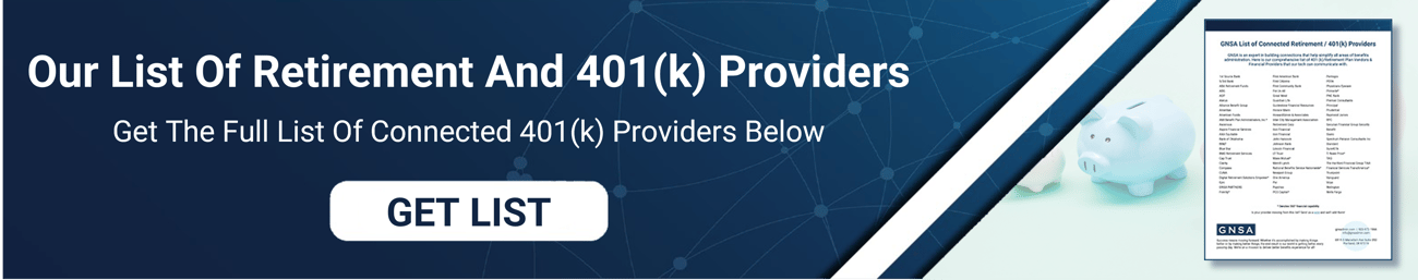 Retirement and 401k Providers List