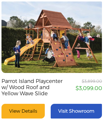 Parrot Island Playcenter w/Wood Roof and Yellow Wave Slide