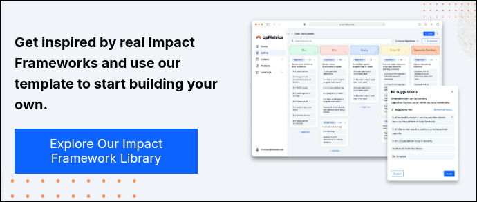 Get inspired by real Impact Frameworks and use our template to start building your own.