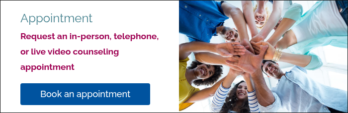 Appointment Request an in-person, telephone, or live video counseling appointment &nbsp;