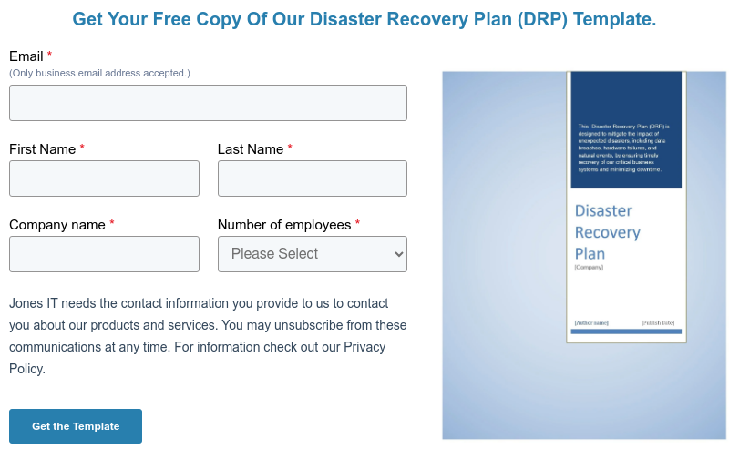 Get Your Free Copy Of Our Disaster Recovery Plan (DRP) Template.