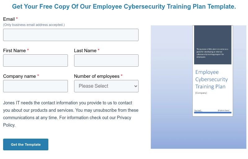 Get Your Free Copy Of Our Employee Cybersecurity Training Plan Template.