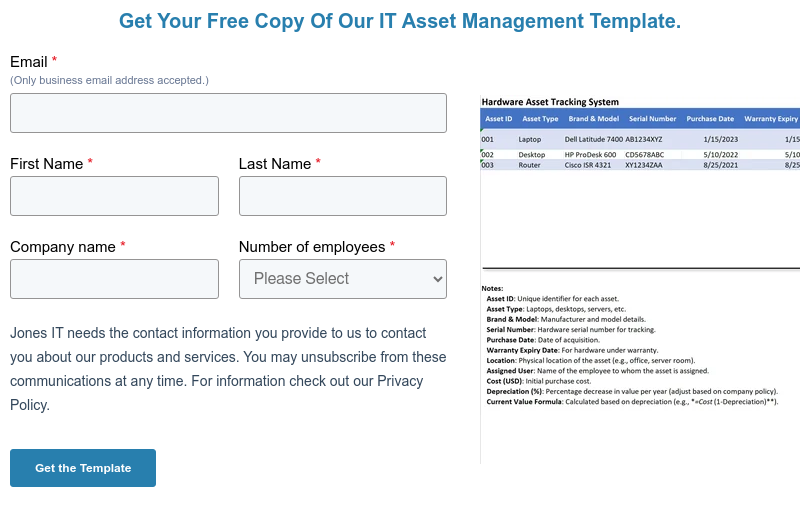 Get Your Free Copy Of Our IT Asset Management Template.