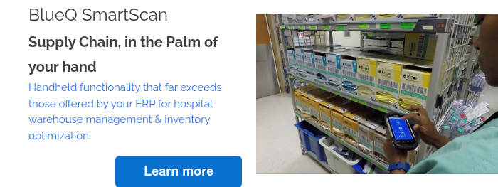 BlueQ SmartScan Supply Chain, in the Palm of your hand Handheld functionality that far exceeds those offered by your ERP for hospital warehouse management & inventory optimization. &nbsp;